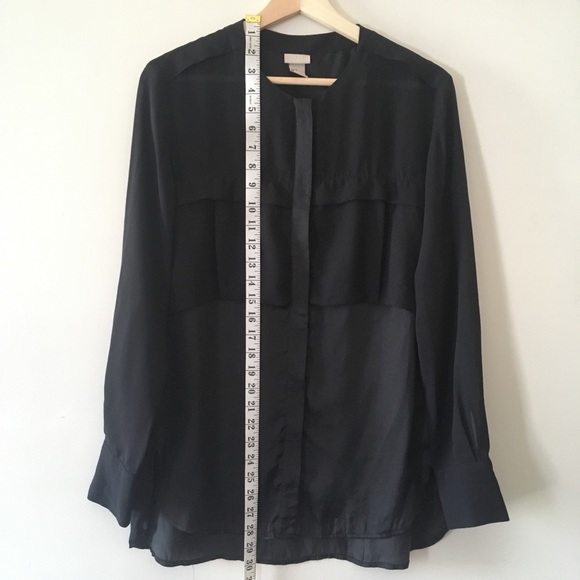 CLOSET CLEAR OUT - sophisticated black georgette and satin oversized shirt - Picture 9 of 10